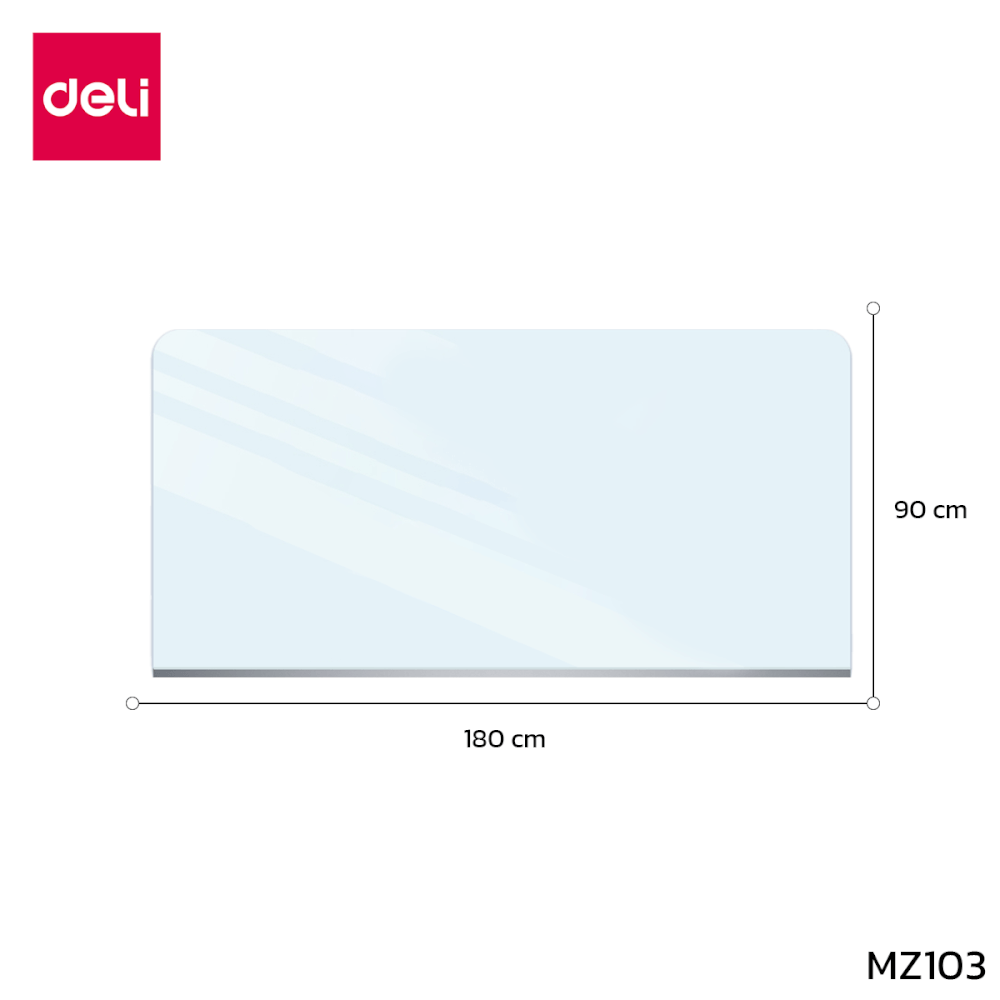 กระดานกระจก ไวท์บอร์ดกระจก Deli MZ103-WH-01 ขนาด 90 x 180 cm